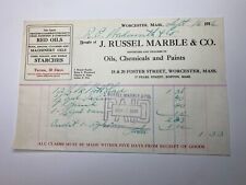 J. Russel Marble & Co., Worcester, MA - Handwritten Invoice Dated Sept 1916 picture
