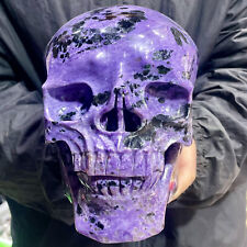 7.93LB Natural Charoite Quartz Carved Skull Crystal Reiki Healing Decor picture