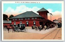 Cortland, New York NY - D. L. & W. Train Station - Vintage Postcards - Unposted picture