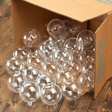 Bulk Case of 72 Clear Plastic Crafting Acrylic 70mm Fillable Ornaments picture