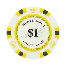 NEW 100 White Gold $1 Monte Carlo Smooth 14 Gram Clay Poker Chips - Exclusive  picture