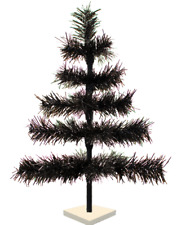 24'' Black Christmas Tree Tinsel Feather Style Holiday Tree 2FT Table-Top picture