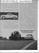 Original  1962 Volkswagen Karmann Ghia 7 page Road Test, like a print ad:  