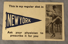 NY c 1900s Postcard Blue Pennant New York Gent Pouring himself a Shot picture