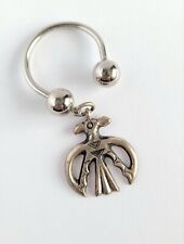 Native American Sterling Silver Sandcast Navajo Thunderbird Key Ring Keychain  picture