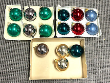 16PC Lot of  Vintage Christmas Ornament Bulbs Balls - 6 Colors, Lacy Gold Caps picture