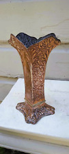 Beautiful Ornate Antique Copper Plated Repousse Trumpet Style Metal Vase picture