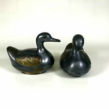 Pair of Small Chinese Pewter Duck Covered Dishes picture