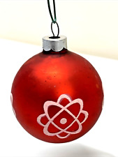 Vintage Atom Symbol Stencil Red & White Ball Christmas Ornament 2