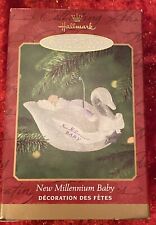 2000 Hallmark BABY'S FIRST CHRISTMAS Ornament NEW MILLENNIUM BABY Clear Swan picture