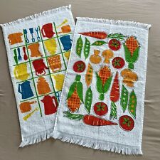 2 Vintage Dish Towels- Unused, Terry Cloth, Vibrant, Retro Kitchen, 14.5” x 24” picture