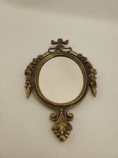 Vintage - Italian Small Ornate  Mirror,  Brass Frame, Floral Victorian Design picture