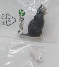 Schleich  Tabby Cat #13771 & Exclusive White Rat NEW Dark Gray Sitting Cat picture