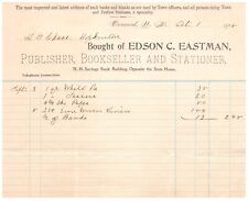 Concord NH Edson C. Eastman Publisher Bookseller 1908 Letterhead Receipt picture