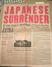 August 14 1945 WWII Newspaper; Japanese, Japan Surrenders picture