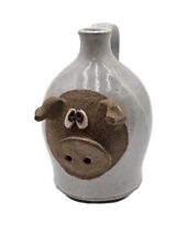 Vintage Ceramic Pottery Jug  3D Pig Face Hand Made Handle 7.5 Inch picture