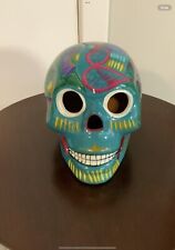 DAY OF THE DEAD SUGAR SKULL Turquoise Very Colorful Skull picture