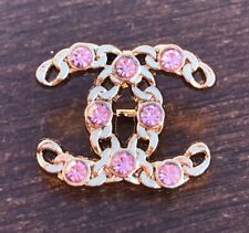 1 Chanel Pink Crystal & Gold Shank Button, 19mm Designer Button picture