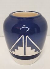 Handcrafted Native American Lakota Sioux Vase SIGNED Blue And White picture