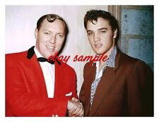 ELVIS PRESLEY COLOR CANDID PHOTO -With BILL HALEY at a school auditorium Oct1955 picture