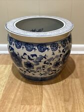 Vintage CHINESE LARGE CHINOISERIE KOI FISH BOWL PLANTER/CACHE POT 14” D picture