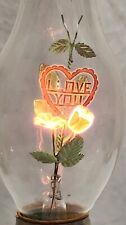 VINTAGE AEROLUX  VALENTINES DAY I LOVE YOU FLORAL FIGURAL LIGHT BULB picture