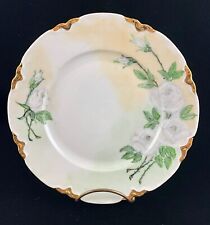Antique Hutschenreuther Selb Hand Painted White ROSES Gold Gilt Cabinet Plate picture