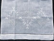 6 Pieces Fine Linen Handmade Embroidered White Guest Towel 14x22