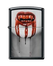 Zippo 82298 vampire mouth blood drip lips red teeth black matte Lighter picture