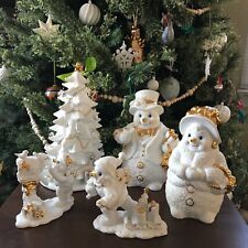 2000 Collector's Editon Grandeur Noel 5 Piece Porcelain Snowman Family Christmas picture