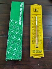Original Metal John Deere Ad Wall Thermometer With Box Yellow Run Like A Deere  picture