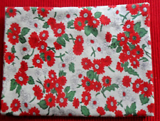 Vintage Feed Sack Red & White Flowers with Green Leaves 45