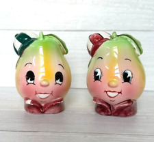 Napco Japan Anthropomorphic PEAR Salt Pepper Shakers Fruit Set 2 Vintage Cute picture