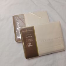 Vintage Deluxe Color Connection Dan River Off White Full Flat Sheet Lot of 2 picture