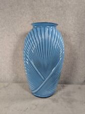Vintage Anchor Hocking 12.5” Boho Blue Retro Art Deco Vase Geometric Drapped picture
