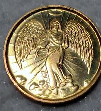 Vtg CHRISTIAN GOLD COLORED RELIGIOUS ANGEL HALO MEDAL Ungraded Circulated picture