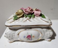 Dresden Germany Lidded Porcelain Vase Trinket box with Roses  M1 picture