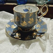 Vintage Elizabethan Tea Cup And Saucer, Blue And Gold picture