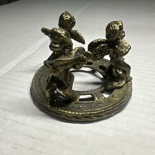 Vintage Metal Cherub Angels Playing Instruments Candle Holder Or Jar Topper picture