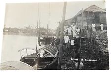 1930s Postcard RPPC Singapore Suburb Sampan Village Real Photo PC CPA picture