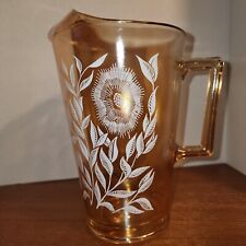 Vintage Jeannette Iridescent Marigold Carnival Glass Pitcher  picture