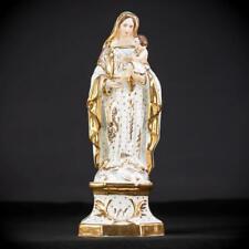 Virgin Mary Child Christ Statue | Antique Vieux Paris Porcelain Madonna | 13.8