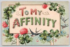 To My Affinity Large Letter Greeting 1911 Embossed Divided Back Postcard picture
