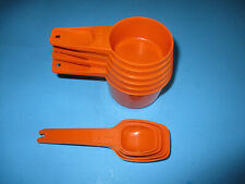 Vtg 70's Tupperware Measuring Cups~Spoons~Autumn Harvest Orange 5 Cups 4 Spoons picture