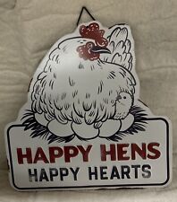 HAPPY HENS HAPPY HEARTS CHICKEN Metal Sign By  Red Shed 11x11  picture
