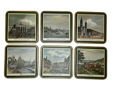 Vintage Pimpernel Six Traditional Cork Coasters German Cities Green with Box picture