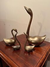 Vintage Brass Swan Hollywood Regency MCM Lot of 4 Decor Brass Animals picture