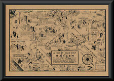 1930s Harlem Nightclub Map Reprint On 80 Year Old Paper Bar Decor *213 picture