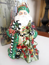Mackenzie - Childs MARZIPAN SANTA Glass Christmas Ornament WITH BOX - NICE picture