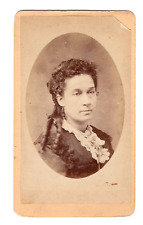 BROOKLYN NY 1880s 1890s Victorian Lady Oval Masked Maroon Ink Back Imprint CDV picture